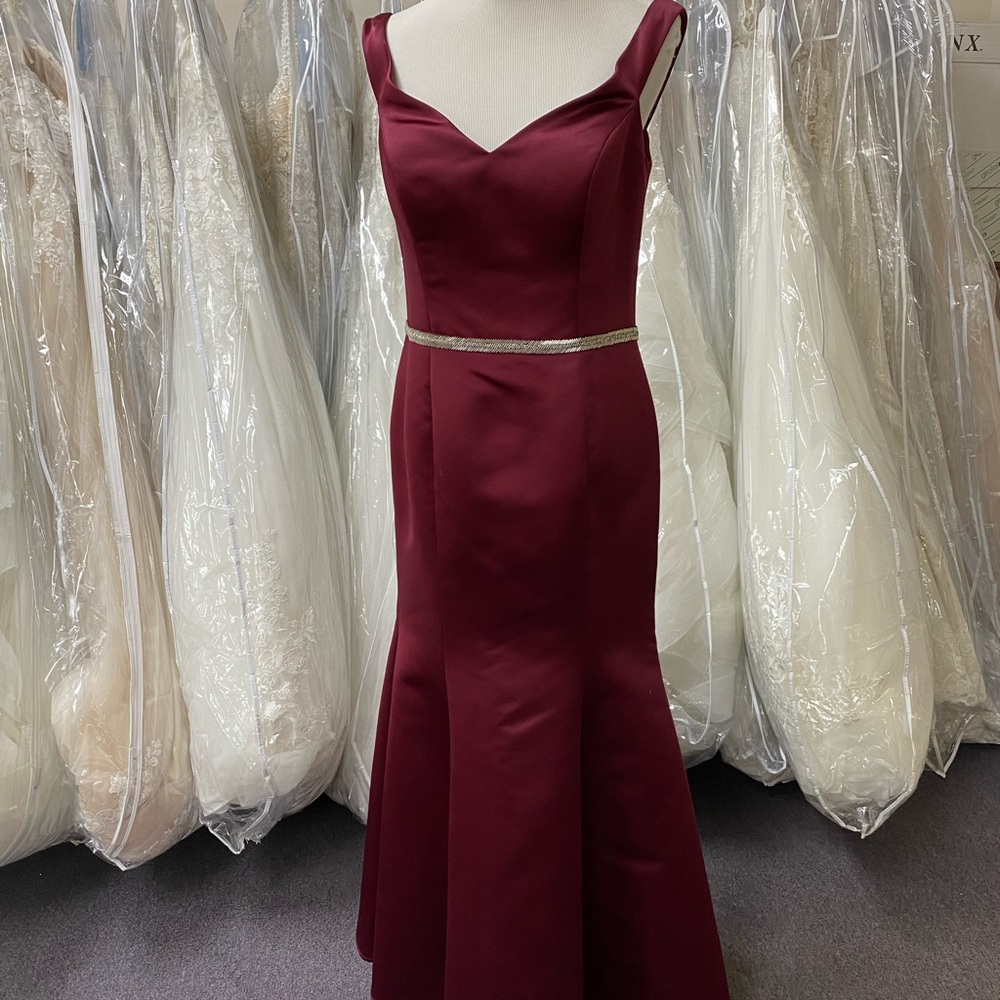 Bill Levkoff wine satin gown